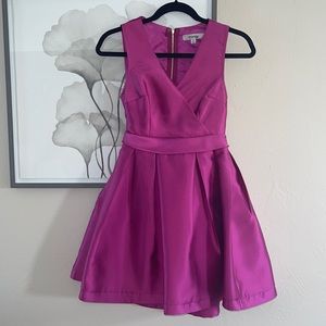 fuchsia Mini Flare Dress with Cut out Back